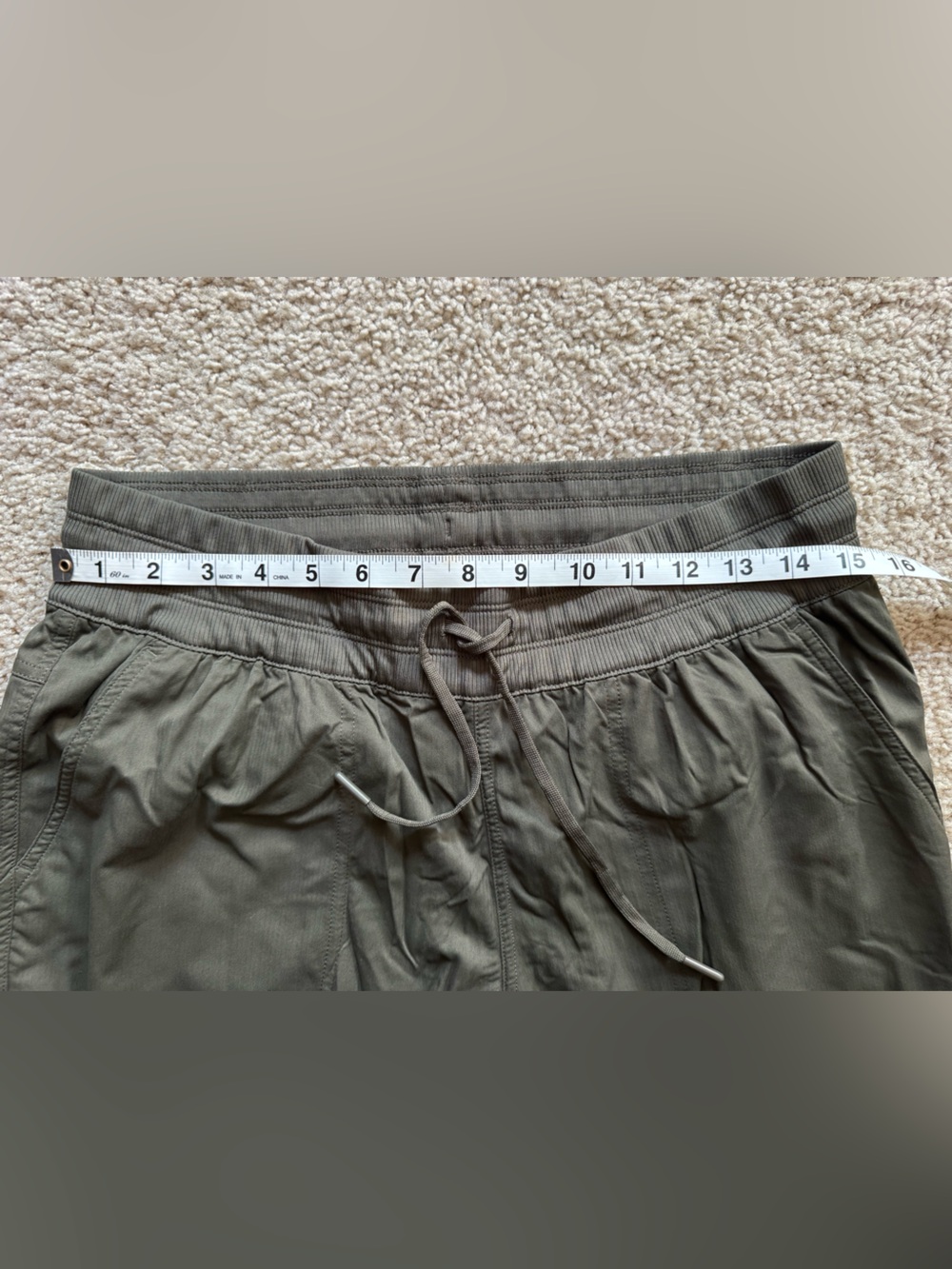 Women’s Olive Green Drawstring Capri Pants - Picture 3 of 7